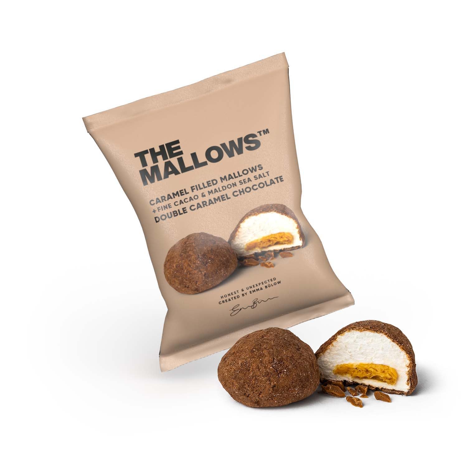 The Mallows Marshmallows With Caramel Filling & Chocolate Double Caramel Chocolate, 18g