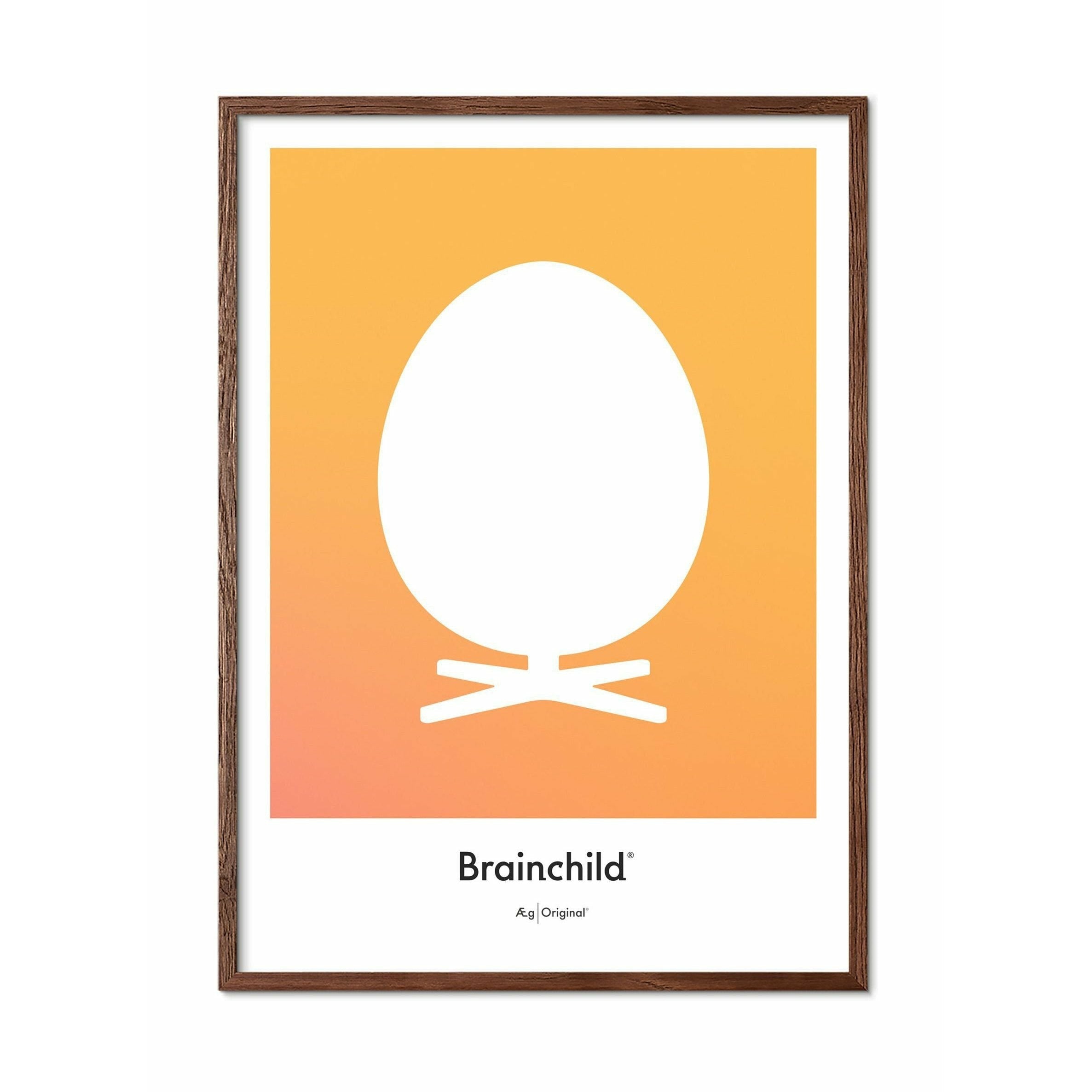 Brainchild Egg Design Icon Poster, Frame Made Of Dark Wood 30x40 Cm, Yellow
