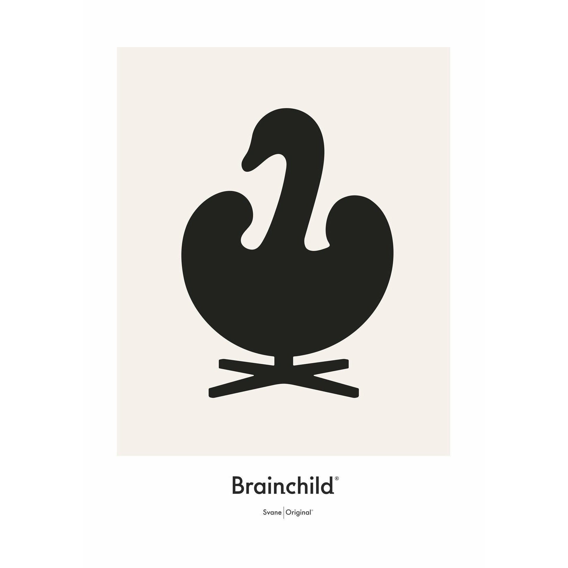Brainchild Swan Design Icon Poster Without Frame 50 X70 Cm, Grey