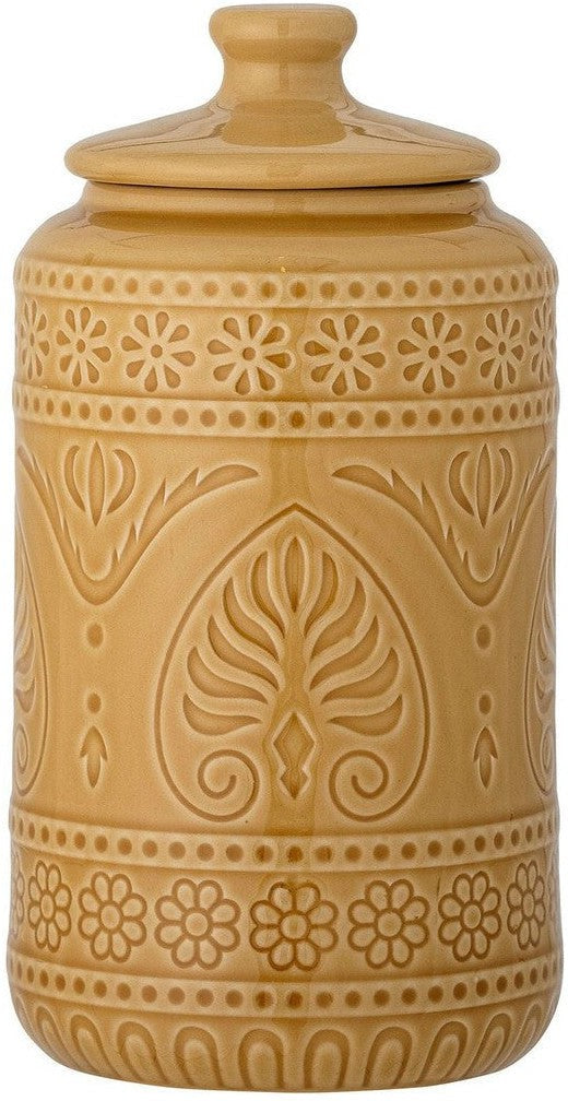 [product_category]-Bloomingville Rani Jar w/Lid, Yellow, Stoneware-Bloomingville-5711173280773-82054995-BLO-1