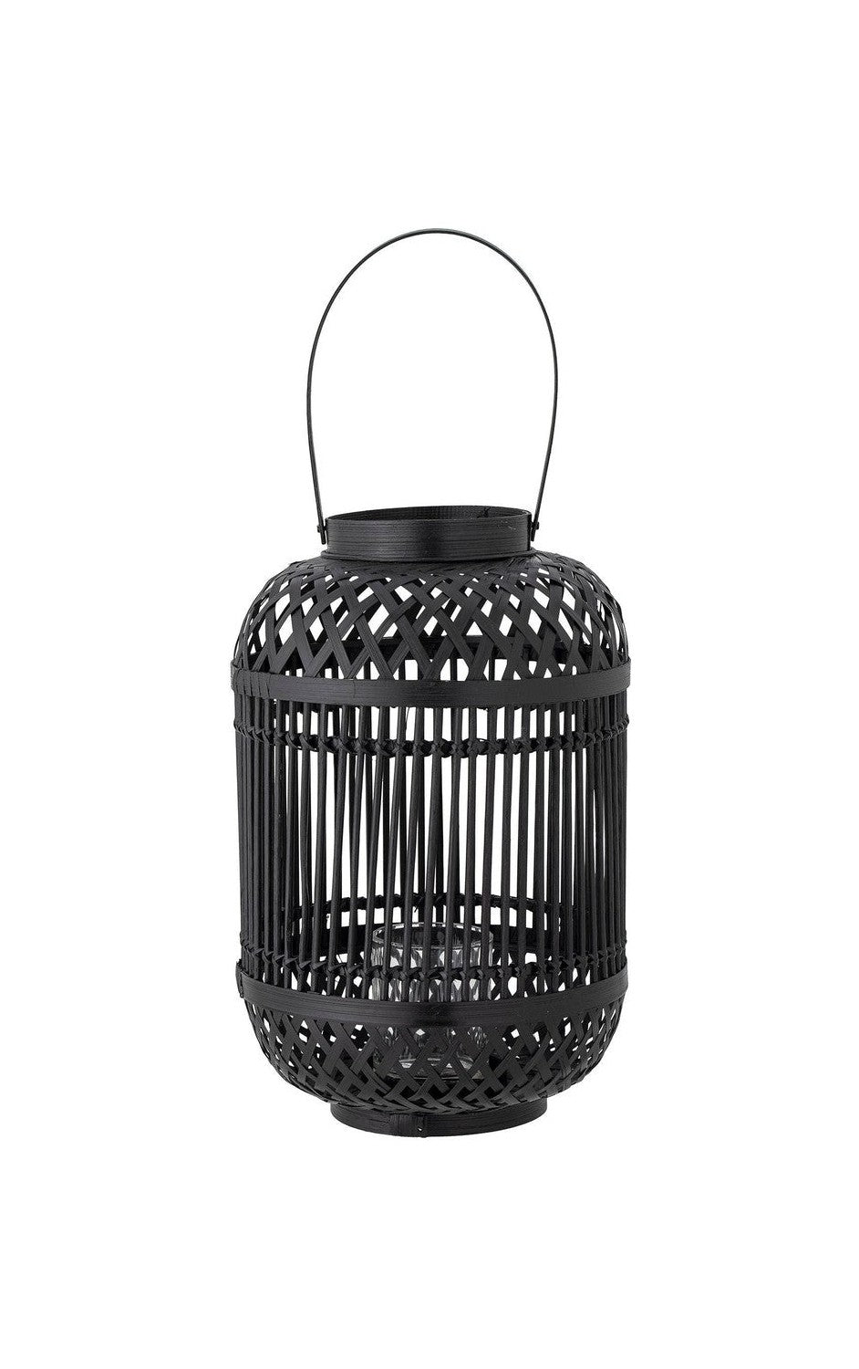 Bloomingville Tilla Lantern w/Glass, Black, Bamboo