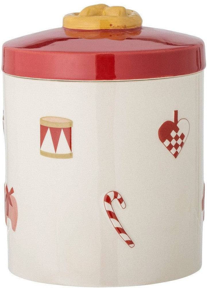 [product_category]-Bloomingville Yule Jar w/Lid, Red, Stoneware-Bloomingville-5711173310630-82058343-BLO-1