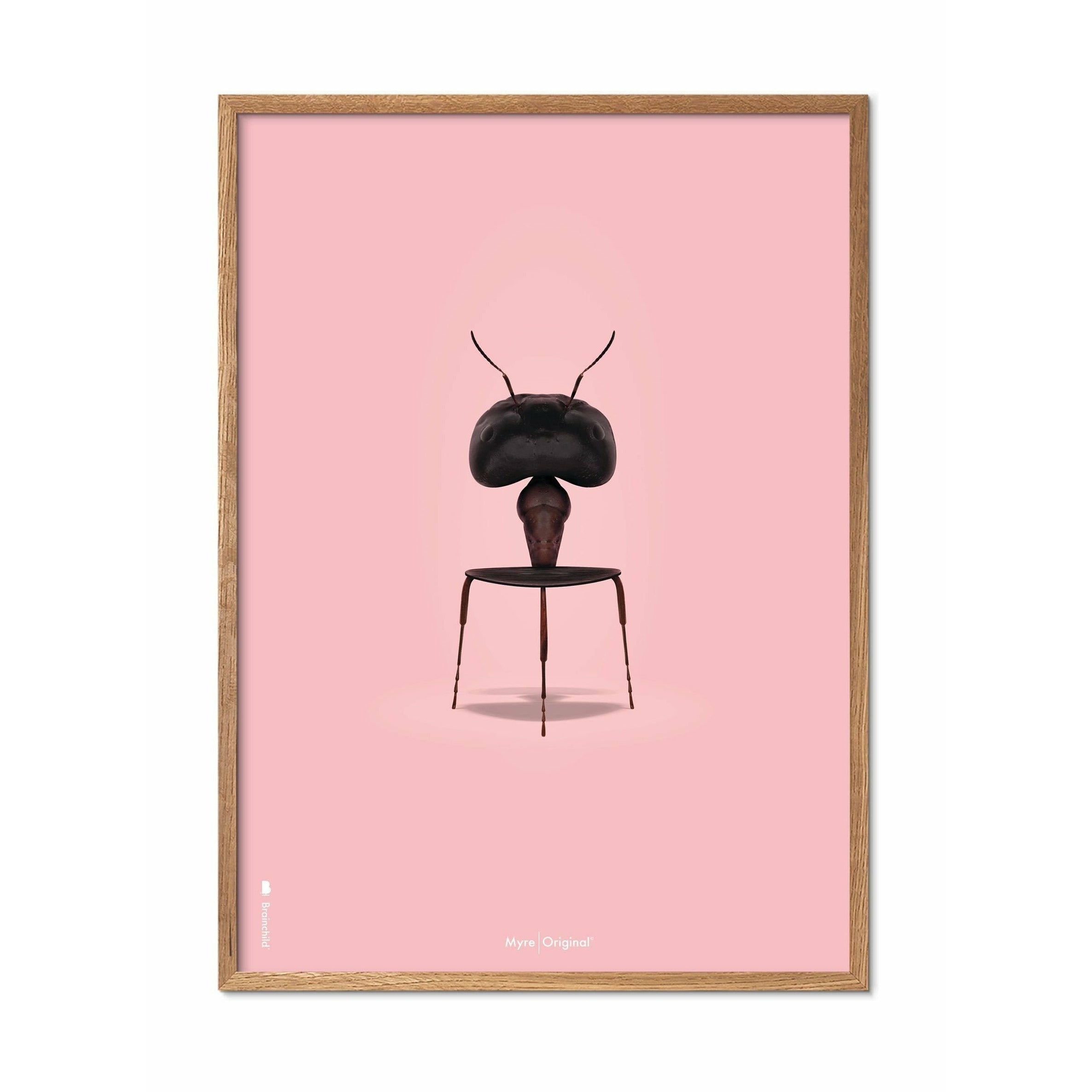 [product_category]-Brainchild Ant Classic Poster, Frame Made Of Light Wood 50x70 Cm, Pink Background-Brainchild-43003-A-BRA-1