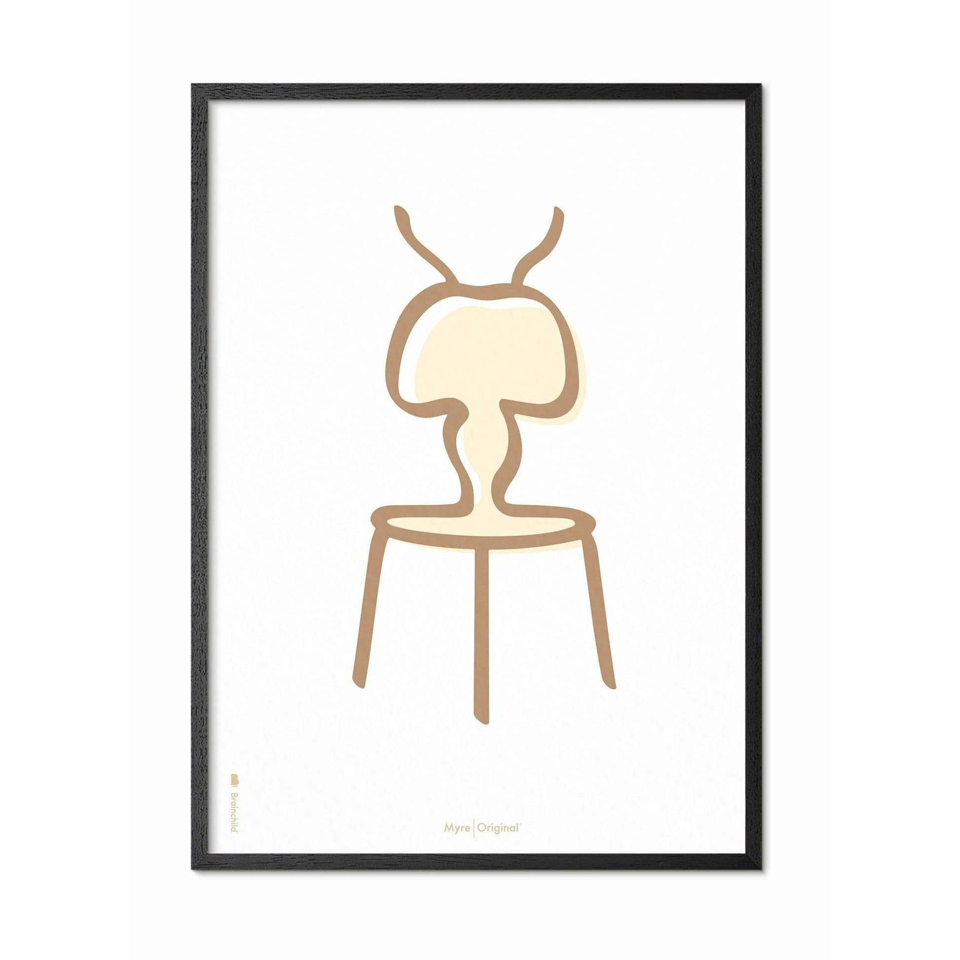 [product_category]-Brainchild Ant Line Poster, Frame In Black Lacquered Wood 50x70 Cm, White Background-Brainchild-SH-41003-C-BRA-1