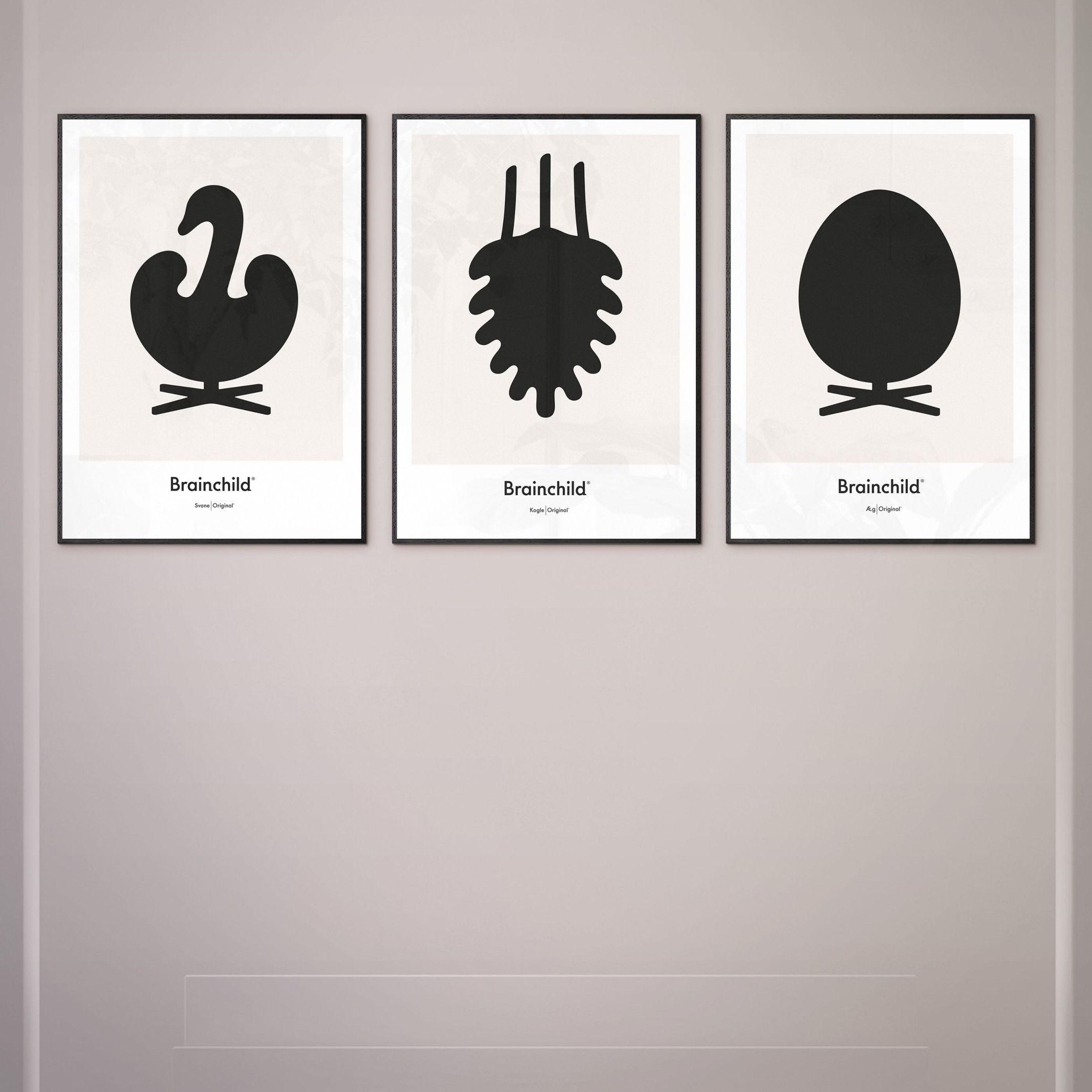 [product_category]-Brainchild Egg Design Icon Poster, Frame Made Of Light Wood 30x40 Cm, Grey-Brainchild-IG-11002-A-BRA-4