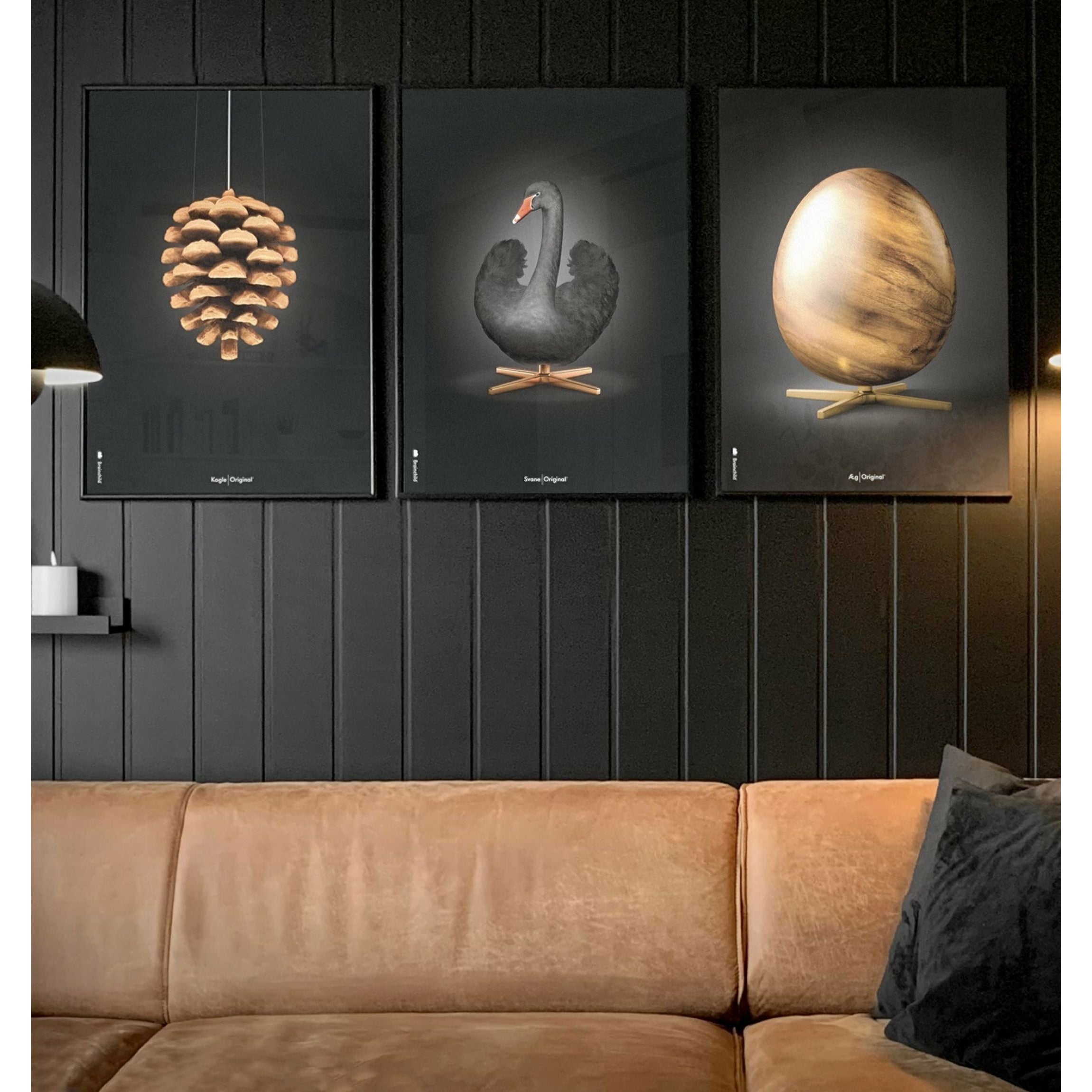 [product_category]-Brainchild Pine Cone Classic Poster, Frame Made Of Light Wood 50x70 Cm, Black Background-Brainchild-23003-A-BRA-25