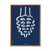  Pine Cone Line Poster Frame Made Of Light Wood 50x70 Cm Blue Background