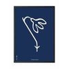  Snowdrop Line Poster Frame In Black Lacquered Wood 70x100 Cm Blue Background