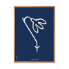  Snowdrop Line Poster Frame Made Of Light Wood 50x70 Cm Blue Background