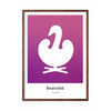  Swan Design Icon Poster Dark Wood Frame A5 Purple