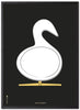 Brainchild Swan Design Sketch Poster Frame Made Of Black Lacquered Wood 30x40 Cm, Black Background