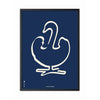  Swan Line Poster Frame In Black Lacquered Wood 50x70 Cm Blue Background