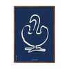  Swan Line Poster Frame Made Of Dark Wood 50x70 Cm Blue Background