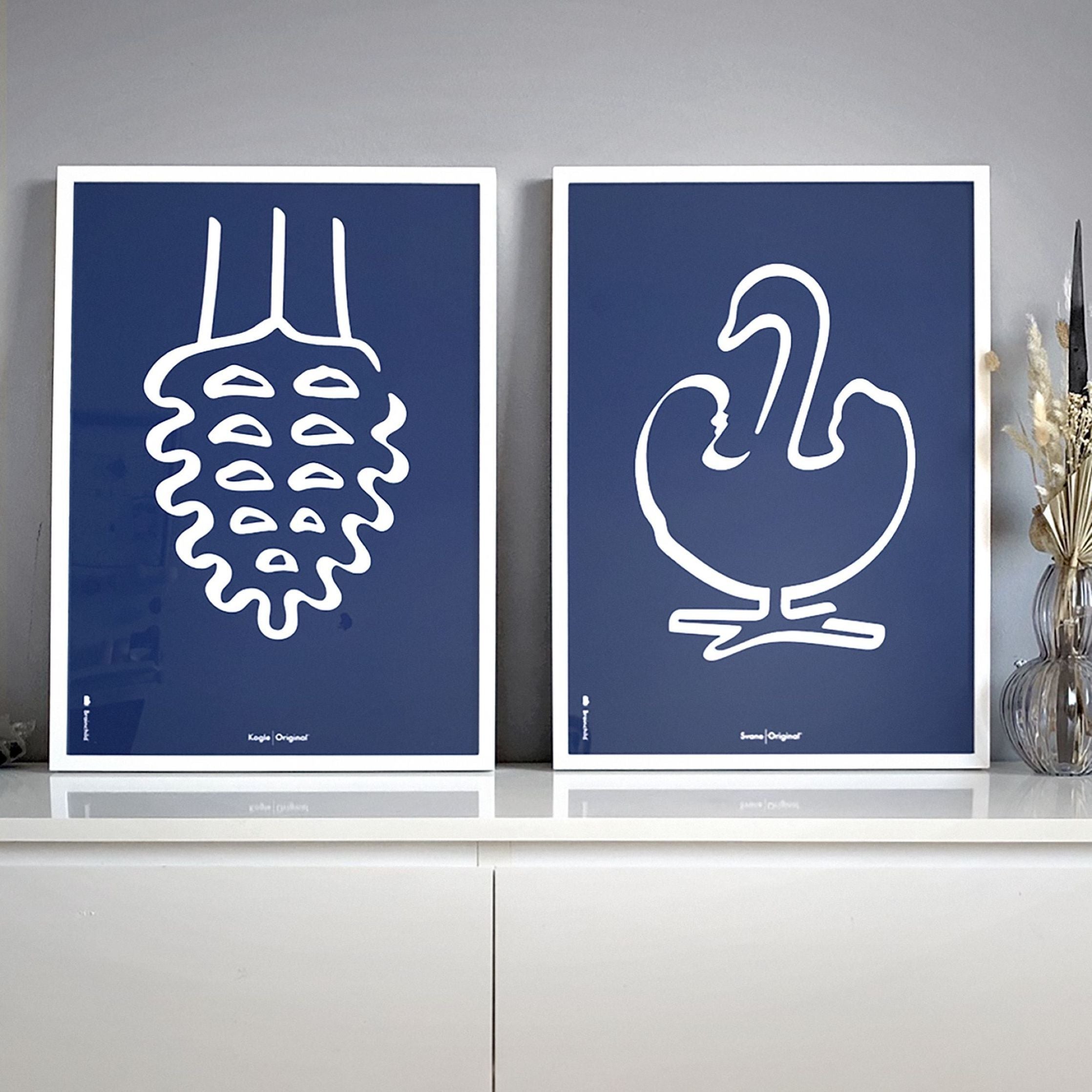 [product_category]-Brainchild Swan Line Poster Without Frame A5, Blue Background-Brainchild-5713713200684-B-31001-BRA-4