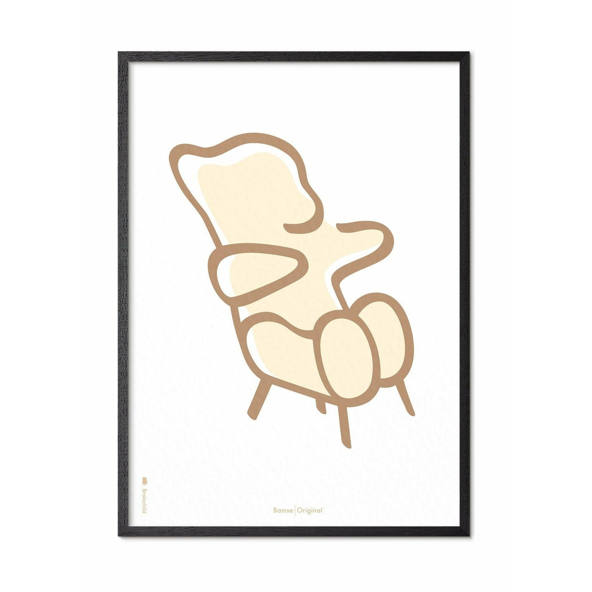 [product_category]-Brainchild Teddy Bear Line Poster, Frame In Black Lacquered Wood 30x40 Cm, White Background-Brainchild-SH-71002-C-BRA-1