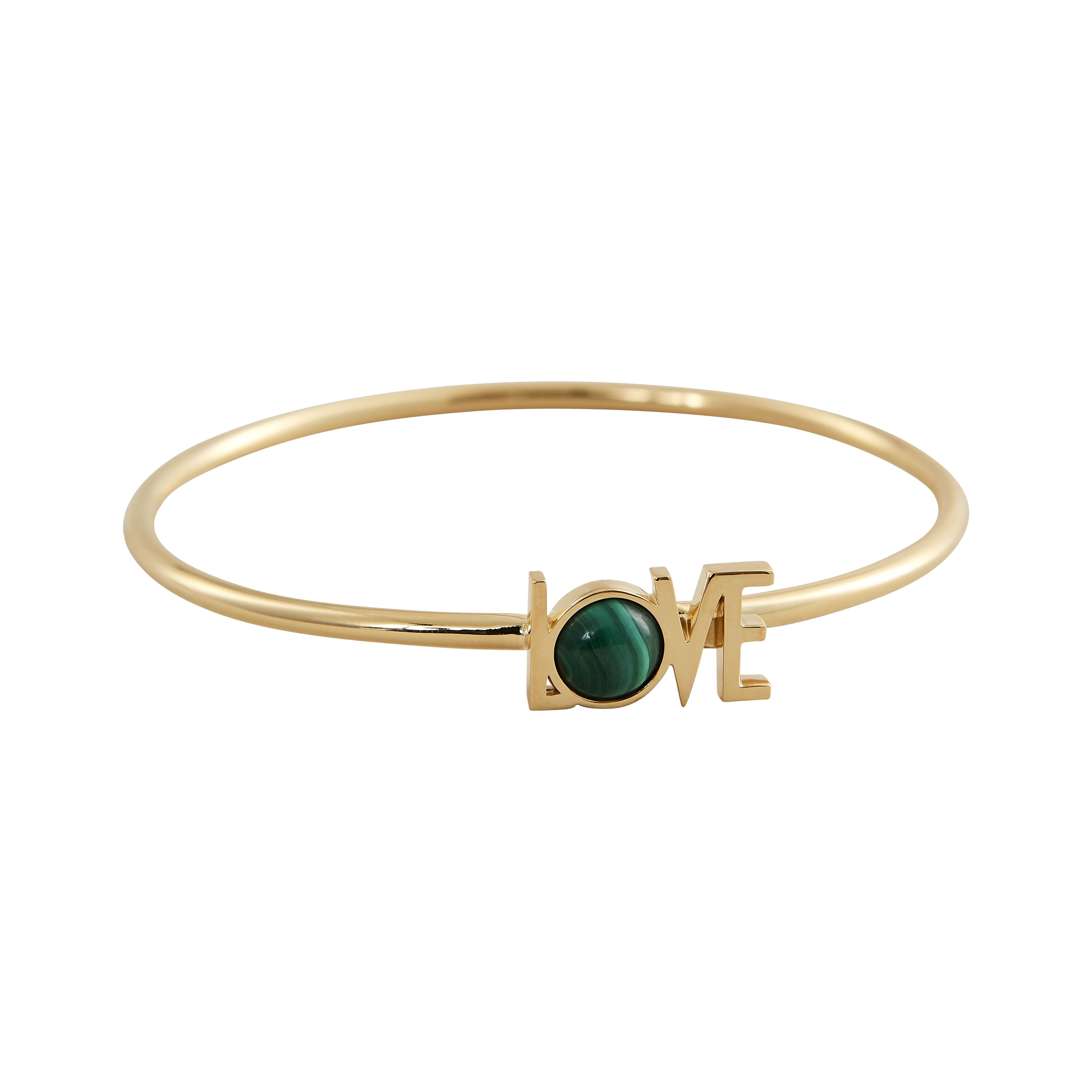 [product_category]-Design Letters Great Love Bangle 18k Gold Plated, Malachite Green-Design Letters-5710498190675-90502006MALACHITE-DES-1