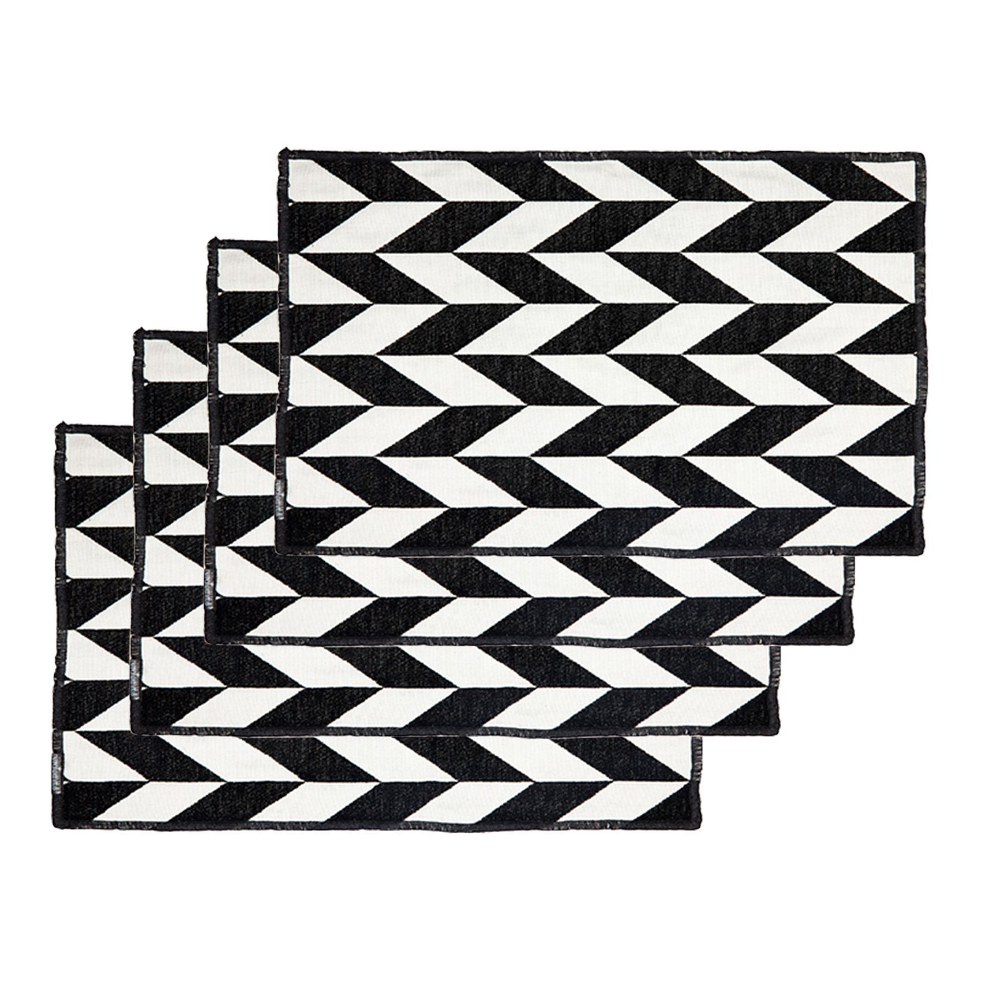 Dutchdeluxes Placemat Set Of 4 Black & White, Fishbone