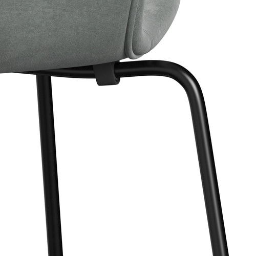 Fritz Hansen 3107 Chair Full Upholstery, Black/Belfast Velvet Seal Grey