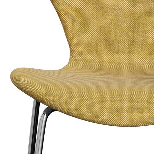 [product_category]-Fritz Hansen 3107 Chair Full Upholstery, Chrome/Hallingdal Yellow/White-Fritz Hansen-3107FU-HAL407-CST-FRI-6