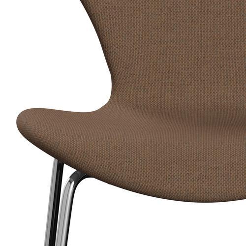 [product_category]-Fritz Hansen 3107 Chair Full Upholstery, Chrome/Re Wool Brown/Natural-Fritz Hansen-3107FU-REW378-CST-FRI-6