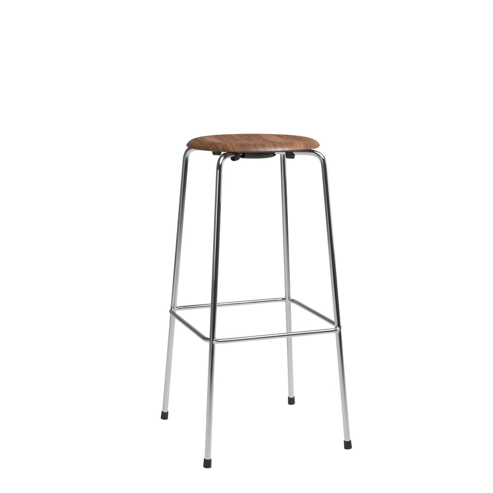 [product_category]-Fritz Hansen High Dot Bar Stool, Clear Lacquered Veneer Walnut/Chrome Base-Fritz Hansen-5702370002237-840135-FRI-1