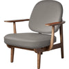  Jh97 Fred Lounge Chair Dark Stained Oak Light Beige