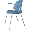 Fritz Hansen N02 Recycle Chair With Armrest Chrome Plated Steel 4 Legged, Light Blue