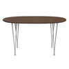 Fritz Hansen Superellipse Dining Table Silver Grey/Walnut Veneer With Walnut Table Edge, 135x90 Cm