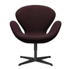  Swan Lounge Chair Black Lacquered/Divina Md Wine Red