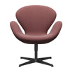 Fritz Hansen Swan Lounge Chair, Black Lacquered/Rims Dark Red/White