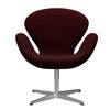  Swan Lounge Chair Satin Brushed Aluminium/Hallingdal Wine Red