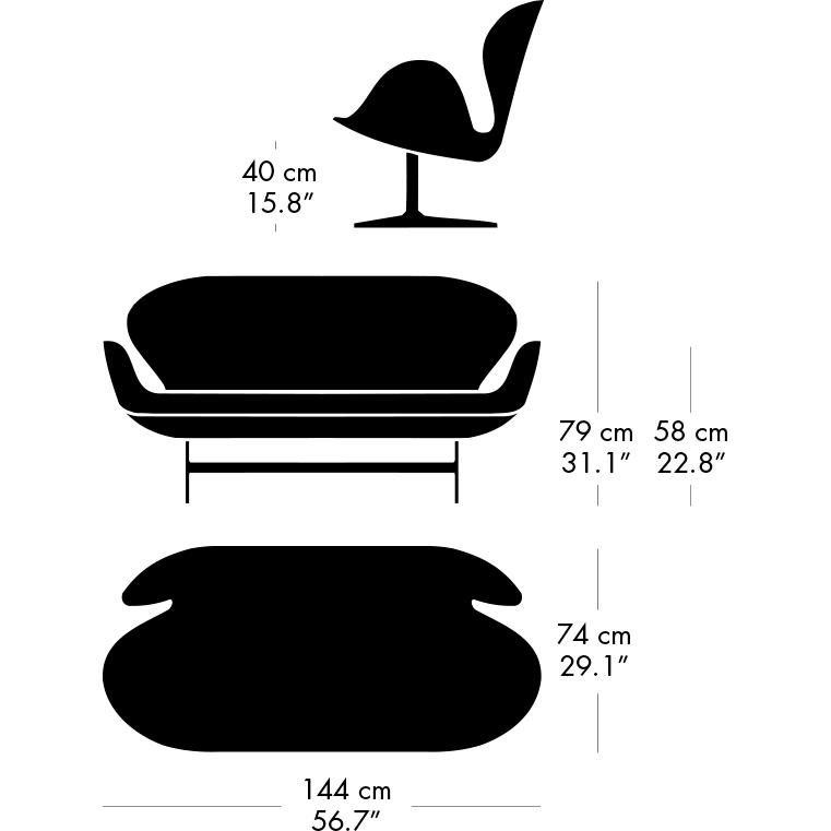 [product_category]-Fritz Hansen Swan Sofa 2 Seater, Brown Bronze/Hallingdal Wool White-Fritz Hansen-3321-HAL100-BBBASE-FRI-8