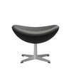 Fritz Hansen The Egg Footstool Leather, Satin Brushed Aluminum/Essential Black