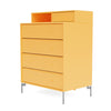 Montana Keep Chest Of Drawers With Legs, Acacia/Matt Chrome