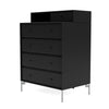 Montana Keep Chest Of Drawers With Legs, Black/Matt Chrome