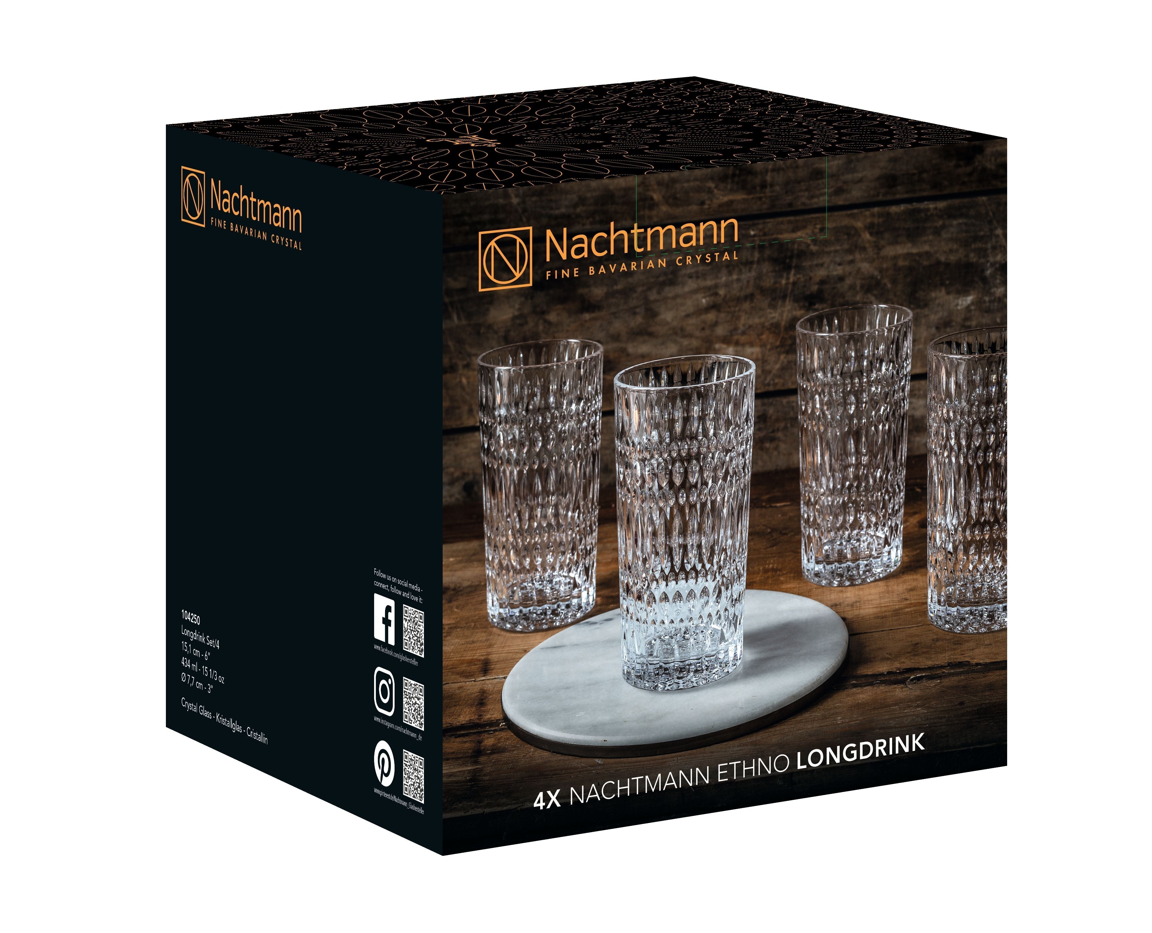 Nachtmann Ethno Long Drink Glass 434 Ml, Set Of 4