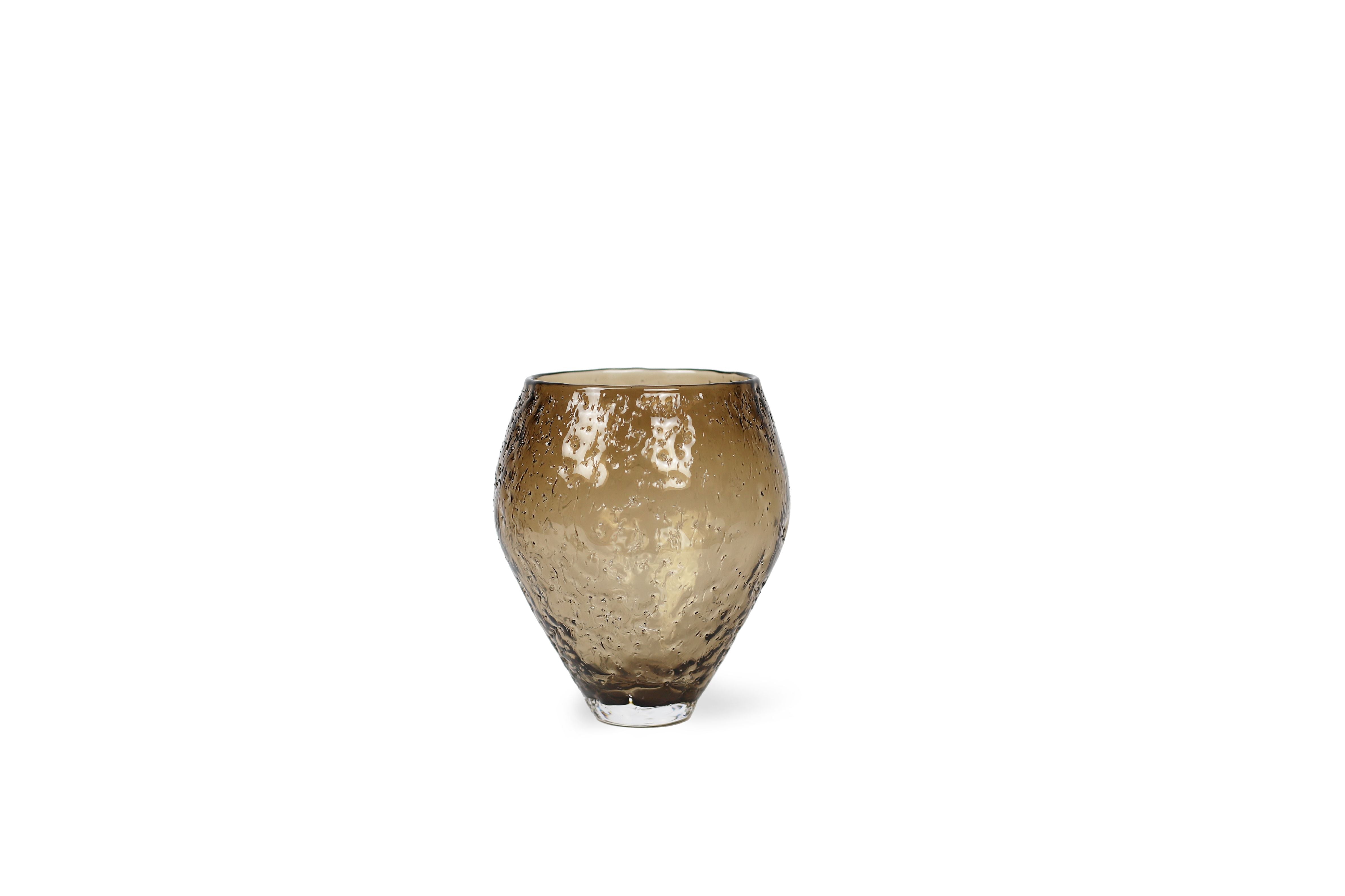 [product_category]-Ro Collection Crushed Glass Vase, Medium, Sepia Brown-Ro Collection-5712129037281-RD1146-028-G-ROC-1