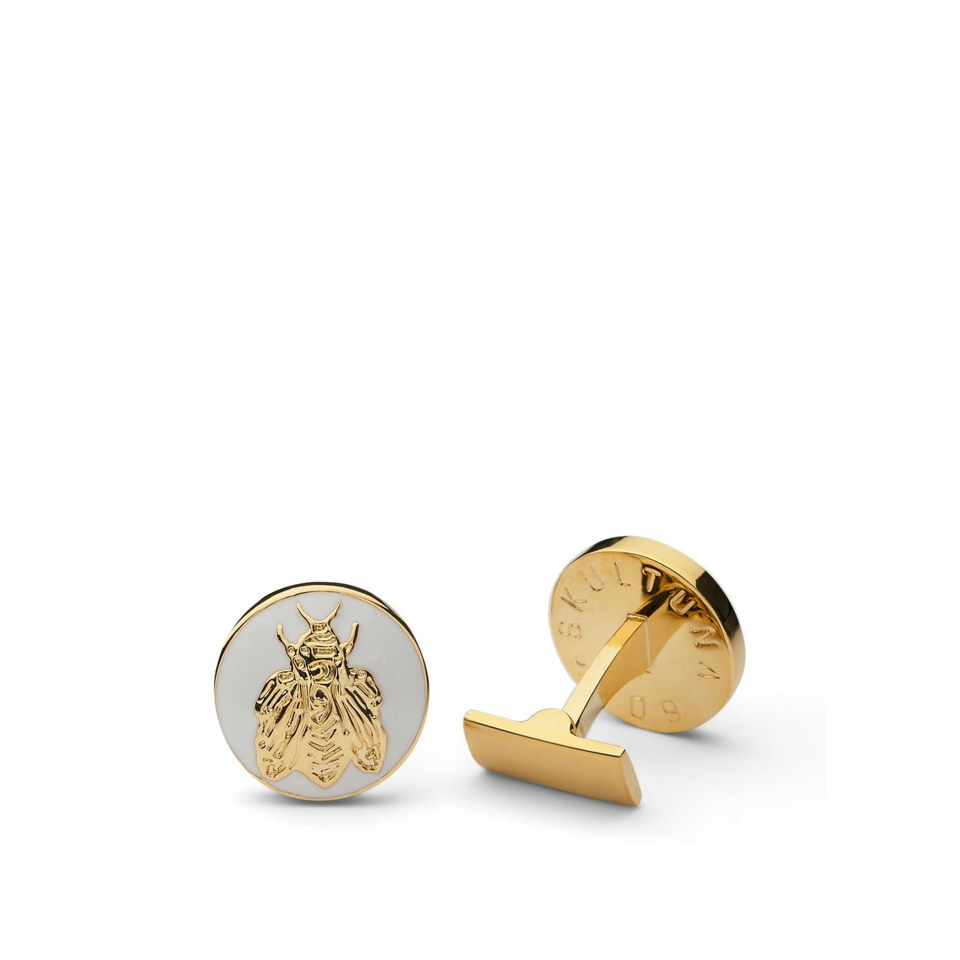 [product_category]-Skultuna The Napoleon Bee Cufflink ø1,7 Cm, White-Skultuna-7340037802400-924-W-SKU-1