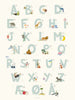  Danish Alphabet Blue Poster 50x70 Cm