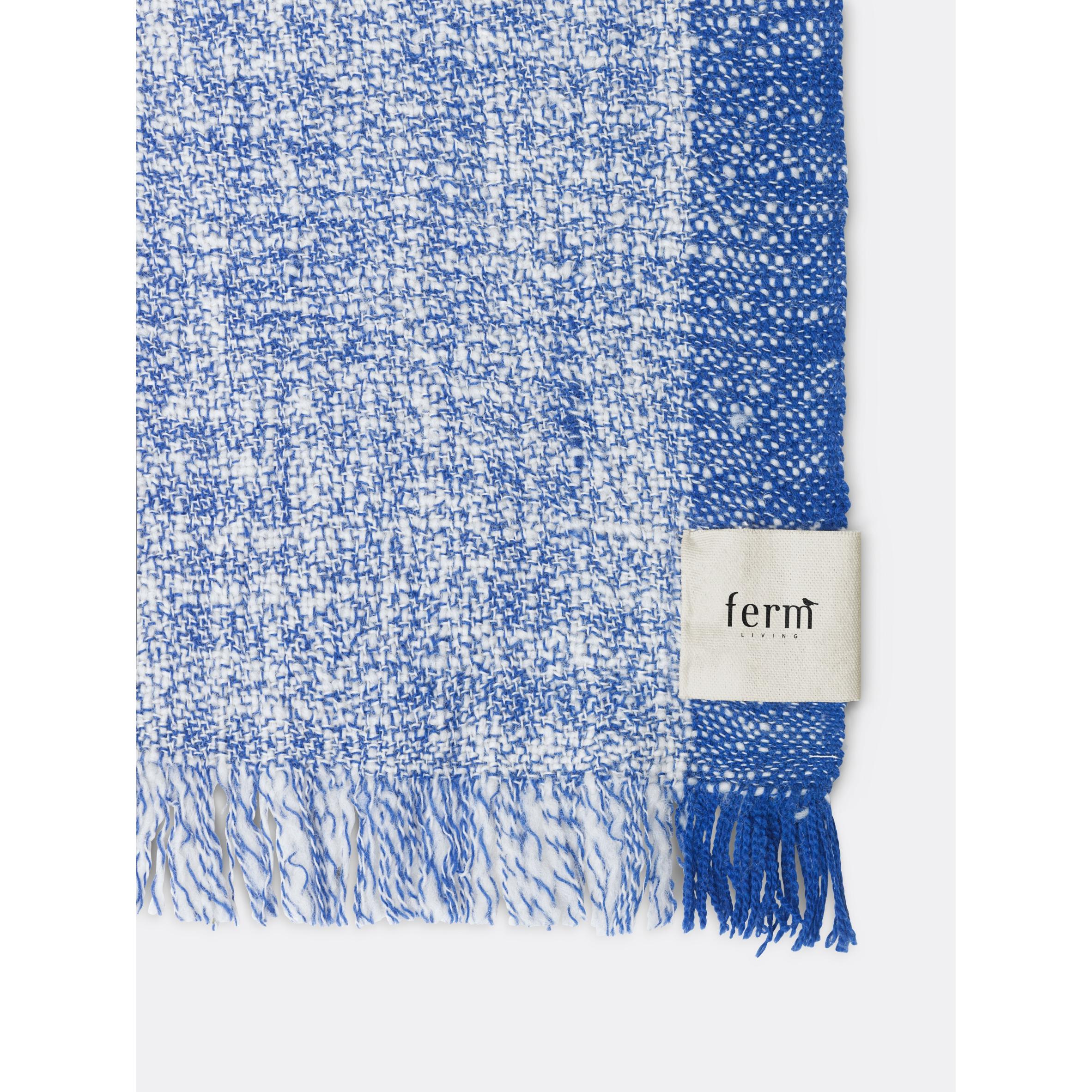 Ferm Living Enfold Wool Blanket, Blue White