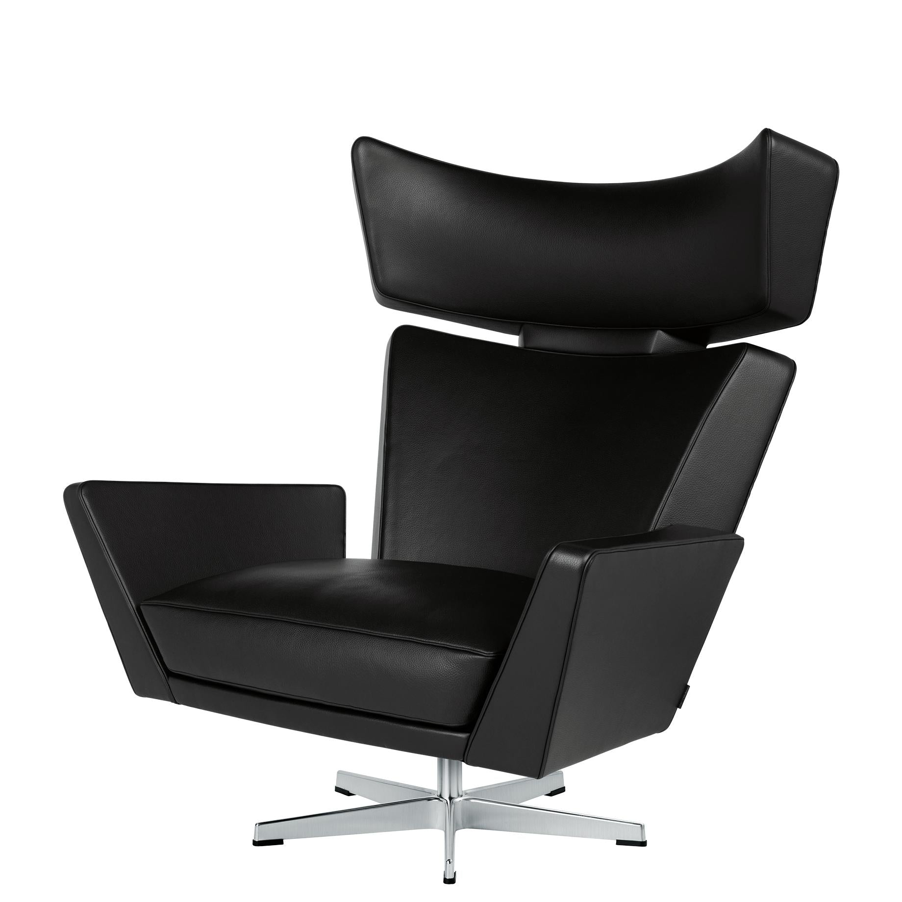 Fritz Hansen Oksen Lounge Chair Aluminium, Classic Black