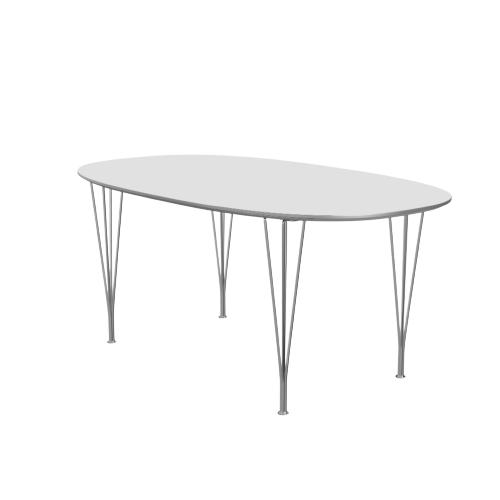 Fritz Hansen Super Ellipse Extendable Table Chrome 100 X170/270 Cm, White Laminate
