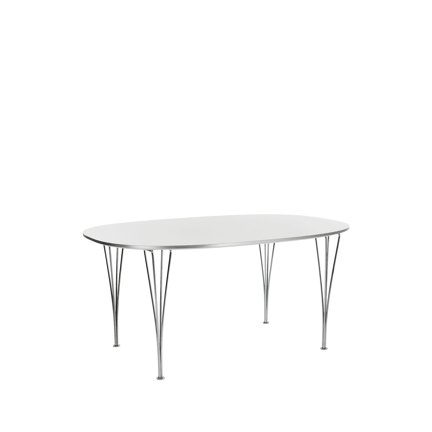 Fritz Hansen Super Ellipse Table Chrome 100 X150 Cm, White Laminate