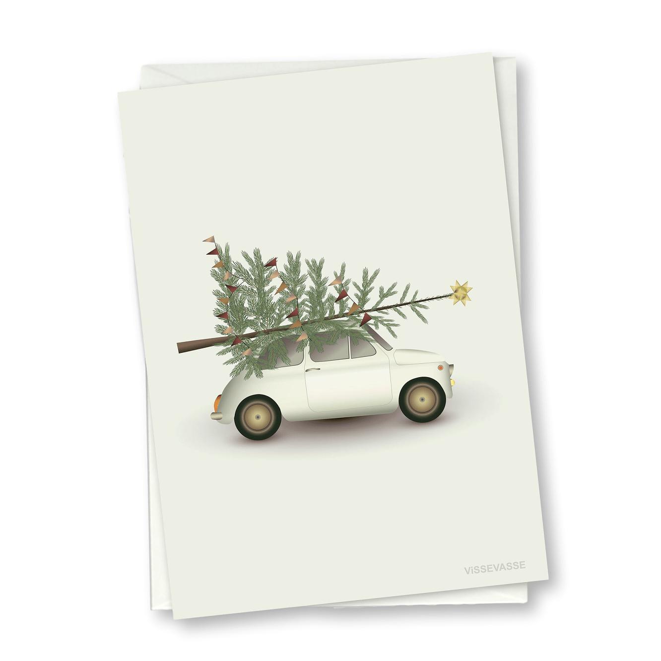 Vissevasse Christmas Tree & Little Car Grußkarte, 10,5x15cm-Vissevasse-Vissevasse-5713138719403-F-2017-194-XS-VIS-inwohn