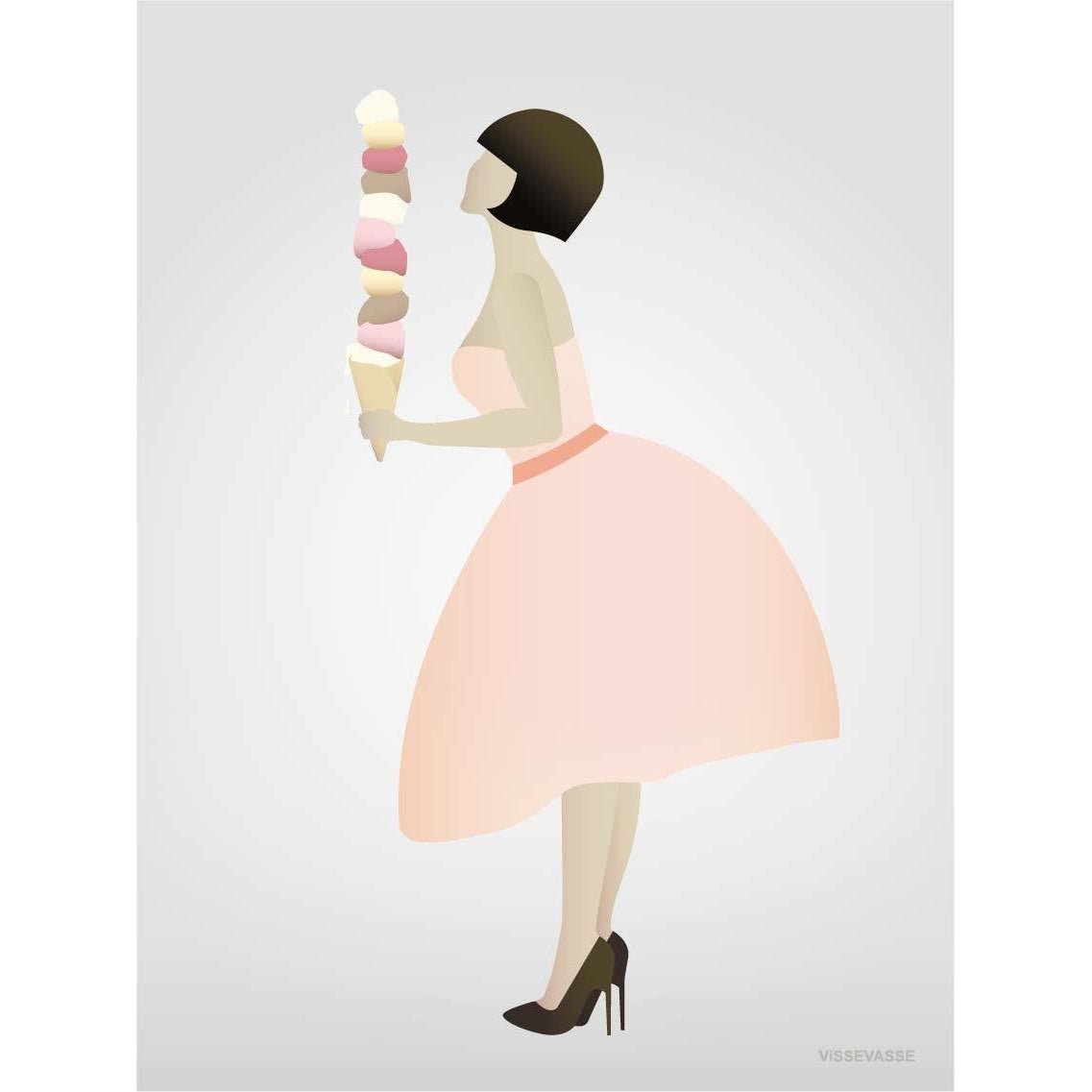 Vissevasse Ice Cream Lady Poster, 15X21 Cm-Wanddekoration-Vissevasse-5713138612315-F-2016-123-S-VIS-inwohn